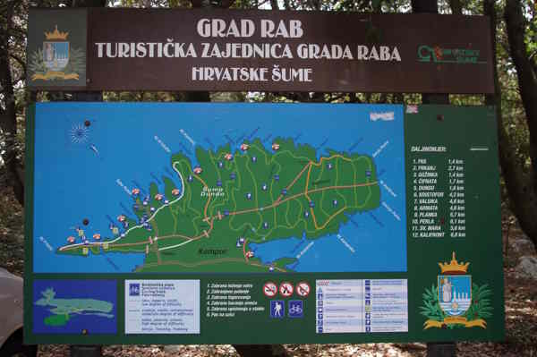 Croazia - Isola di Rab - Kalifront - Mappa sentieri